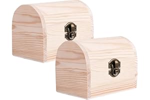 ZYDYRX 2 pezzi retrò piccolo scrigno in legno non finito, 12 x 8 x 9 cm, mini scatola del tesoro in legno con chiusura per fai da te, artigianato, feste, favor pittura, compleanno