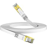 HiiPeak Cable Ethernet Cat 8 Rj45, Cable Réseau Plat en Haut Débit Internet De 40 Gigabits/s - 2000 MHz, Cable LAN Blanc 1m