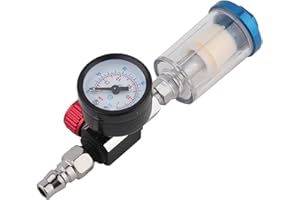 LANTRO JS Régulateur de Pression d'air pour Pistolet à Peinture 1/4 Pistolet Pulvérisateur Pneumatique avec Régulateur de Pression Manomètre de Séparateur de Filtre à Air de Piège à Eau en Ligne