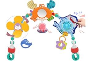 PENGBU RC Baby Spielzeug 0 3 6 Monate, Kinderwagen Spielzeug Mädchen Junge, Flexibler Spielbogen Baby, babyspielzeug 0-6 monate, Kinderwagenkette für Babybett und Babyschale Spielzeug, Spielbogen Kinderwagen