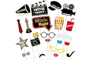 Dusenly 21pcs Hollywood Photo Booth Props Hollywood Party Photobooth Props Kit Movie Night Party Bachelorette, Birthday Decoration Supplies