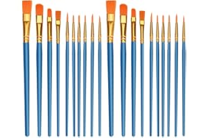 KUHAJANCOOD 20 PCS Paint Brush Set, Painting Brushes Set, Nylon Hair Brush for Acrylic Painting Oil Painting Watercolor Painting Gouache Painting Face Painting, Oil Painting for Beginners, Blue