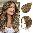 Hair Toppers for Women Real Human Hair Toppers for Women with Thinning Hair Remy Toppers Hair Pieces for Women Human Hair clip on 100% Human Hair Toppers Medium Brown Mix Blonde(10inch, HL-4P27)