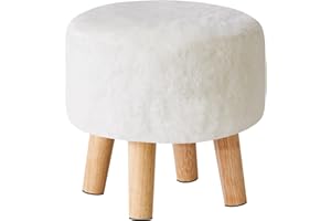 YMYNY Rotondo Sgabello Ottomano Poggiapiedi, Cambiare Sgabello Scarpe, Poliestere Spugna Poggiapiedi Con Gambe In Legno Antiscivolo Per Soggiorno, Divano, Ingresso 32×32×32CM Bianco HBD035W