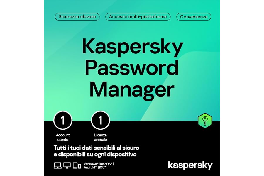 Kaspersky Password Manager │ Dispositivi illimitati │ 1 Anno │ Windows/Mac/Android/iOS | Codice d'attivazione via email