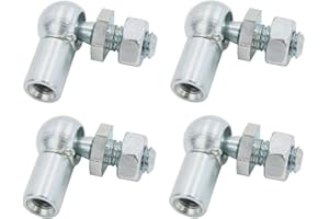 BIAREN 4pcs L-Shape Ball Socket End Fitting Female Thread M6 and Male Thread M8 Gas Spring Strut End Female Fitting M6 Ball Joint Stud Fitting M8 With Nuts