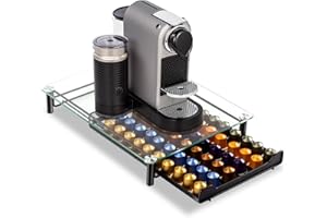 Masthome Portacapsule per Nespresso 60pz,Cassetto Porta Capsule per Nespresso con Cassetto in Metallo e Supporto per Macchina da Caffè,Cassett Porta Cialde Caffè per Cucina,con 1 Panno per la Pulizia