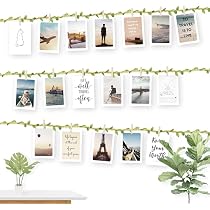 Cornice Foto Collage Con 30 Mollette In Legno – Tenda Fotografica Fai-da-te Con Lavagna Per Ricordi Unici