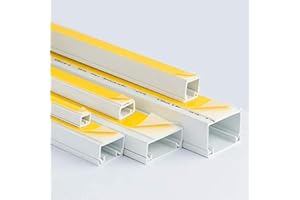 DXQ White Self Adhesive PVC Trunking Cable & Wire Tidy Plastic Electrical Conduit Mini Trunk - 2X 1M Length - Size Variations Including 10x8, 16x10, 16x16, 25x16, 38x16 & 38x25mm (38x16mm)