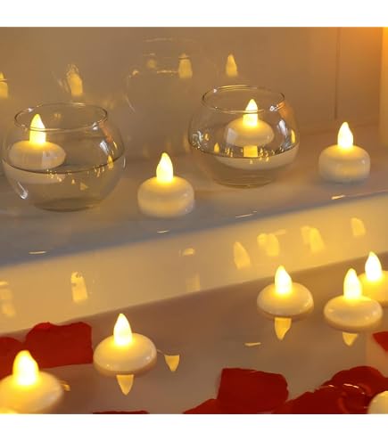 24 Bougies Flottantes LED Sans Flamme – Pour Piscine, Bain, Mariage – 5,1 Cm – Fonctionnent à Piles