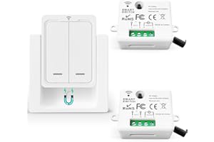 Tedeligo Bezprzewodowy zestaw radiowych włączników światła, mobilny naścienny nadajnik radiowy do oświetlenia, 230 V, zasięg 100 m, do lampy, nie wymaga okablowania, moc do 2500 W