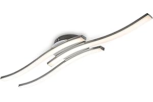 B.K.Licht lampa sufitowa LED, elegancka zakrzywiona konstrukcja, w zestawie 3 wbudowane panele LED 6 W 480 lm 230 V, stopień ochrony IP20, ciepłe białe światło 3000 K, długość 222 mm, nowoczesna oprawa sufitowa do salonu i sypialni