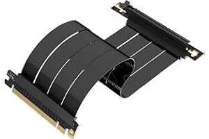 LINKUP - AVA5 Câble Riser PCIE 5.0 | Prêt pour RTX5090 RX9070 GPU | Vitesse x16 128Go/s | Compatible avec PCIe 4.0 & WRX80/WRX90E | Angle droit, Noir 25cm (Longueur totale 29cm)