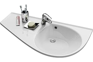 Praktisches Eckwaschbecken | Waschbecken zur Wandmontage mit Hahnloch und Überlauf | Hängewaschbecken | Waschtisch Avocado Comfort 950 x 530 Links | RAVAK