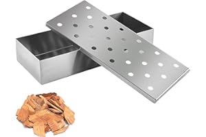 MEMOFYND Stabilne Pudełko do Wędzenia ze Stali Nierdzewnej - Wysokiej Jakości Akcesoria do Grilla, Nadaje się do Grilla Gazowego i na Węgiel Drzewny (Srebrny)