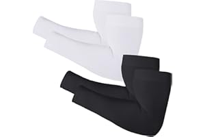 Newbyinn Arm Sleeves for Men Women, Size L - XL, UV Sun Protection Sleeve to Cover Tattoo, Cooling Compression Arm Cover - 2 & 4 Pairs