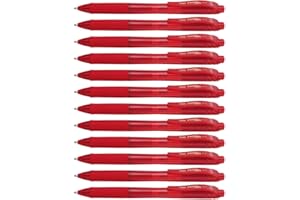 Pentel Lot de 12 BL107 EnergelX Rollers gel rétractable pointe 0,7 mm Rouge