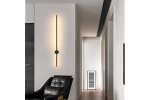 Seamoon Aplique Pared Interior, Lampara Pared LED 360°Giratorias 3000k Blanca Cálida, Apliques Pared Interior Modernas Negras 12w 60CM para Sala de Estar Dormitorio Pasillo Escalera