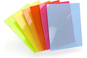 ROTULA TU MISMO Plancha Metacrilato Transparente Fluorescente 3mm. PACK 6 hojas Plexiglas Color Fluor A4. Placa Metacrilato Acrilico Efecto Translúcido. Laminas plástico de bricolaje, manualidades