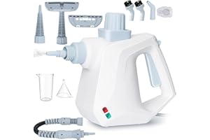 DREPINT Dampfreiniger Hand, Elektrischer Dampfreiniger Handgerät mit 10 Zubehör, 3,2 Bar & 1000W Dampfreiniger für alles, 350ml Dampfreiniger Zuhause, Chemikalienfreier Steam Cleaner für Fenster, Bad, Auto