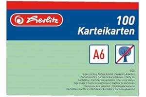 Herlitz fiszki w formacie A4/A5/A6/A7/A8, 100 sztuk A6 liniert zielony