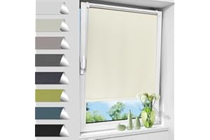 Allesin Tenda a rullo oscurante Klemmfix senza Forare crema 80 Lx 200A, Tenda oscurante da interno per finestre e porte, Avvolgibile termica isolante 100% Blackout, opaco, Protezione Solare