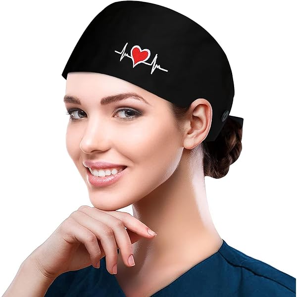 Women's Adjustable Work Cap With Sweatband - Cotton Bouffant Hat For Kitchen, Spa, Hospital