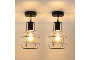 Glitzerlife Vintage Lampa Sufitowa 2ER - Lampa oświetlająca korytarz: E27 Czarna Retro Metalowa Lampa Korytarzowa Mała Industrialna Regulowana Lampa do Sypialni Schodów Kuchni Salonu
