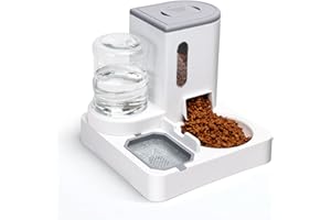 Nobleza Comedero Bebedero Automático 2 en 1 para Gatos - Dispensador de Alimento 2.2L y Agua 1L, Diseño Antiderrames para Mascotas Pequeñas y Medianas, Ahorro de Espacio
