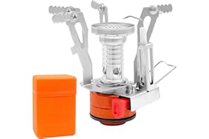 AMJKEJI Mini fornello a gas da campeggio 3000W Portatile con Scatola per il trasporto, pieghevole, per attività all'aperto, campeggio, escursioni, trekking, picnic, viaggi