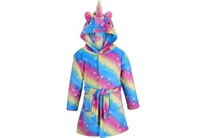 KAKU NANU Bademantel Kinder Mädchen Einhorn 4-11 Jahre Flauschig Warm Plüsch Bademantel Kuschelig Morgenmantel Kinder Geschenke Für Mädchen