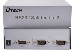 DTECH 2-Port RS232 Serial Splitter Box COM Port Expander 1x2 mit Netzteil zum Teilen von PCs und zum Erfassen von Daten