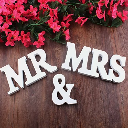 Misslight MR MRS Wooden Letters Wedding Decoration Present White Size Large (MR MRS) - 3