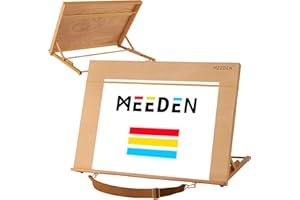 MEEDEN Chevalet de Bureau Réglable A2 à 5 Positions - Portable Avec Ceinture de Transport - Robuste en Bois de Hêtre Pour la Peinture et le Dessin