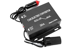Nikou 24V till 12V Omvandlare - Biltransformator Med Cigarettändare, 20A Strömförsörjning Step-Down