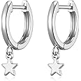 Philip Jones Silver Plated Star Charm Hoop Earrings