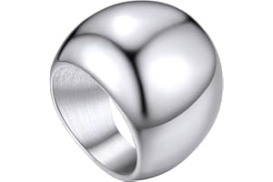 GOLDCHIC JEWELRY Anelli Donna Acciaio Taglia 14,5, Anello Uomo Grosso in Acciaio Inossidabile Anello a Cupola Grossa Regalo Uomo e Ragazzo