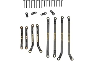 RampCrab High Clearance 4 Links Set for SCX24 C10, Brass Links Set, Upgrade Parts for SCX24 Bronco, C10, Jeep Wrangler JLU, Axial 1/24 RC Crawler Car Upgrade Accessories, 8Pcs, Black