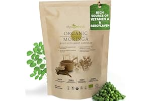 Moringa Capsules | Organic | 1500mg per Serving | 180 Capsules | Rich Source of Vitamin A & Riboflavin | MySuperfoods