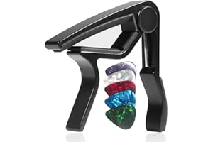 WINGO Capodastre pour guitares acoustiques et électriques avec 5 médiators gratuits, noir.