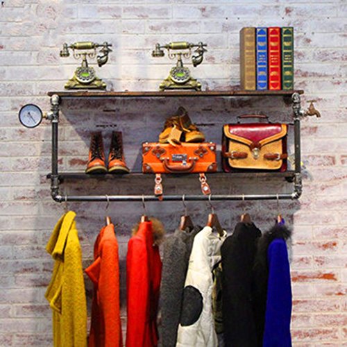 Preisvergleich Produktbild Organisieren Speicherschränke, Amerikanischer Art Retro- Rohrhaken-Dekorationszahnstange, Massivholzregalregale, Wandzahnstangen.