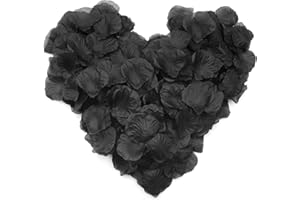 Criveple 1200 Pièces Pétales de Rose Artificielles Noirs en Soie pour Décoration de Mariage, Saint Valentin, Fête, Anniversaire