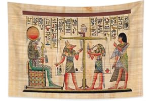 Haoyiyi 150x100cm antiguo egipcio tapizEsfinge Anime Místico Étnico PatronesMitología Colgante de pared Vintage Arte abstracto Tapiz de pared Patrones simétricos para Dormitorio Decoración