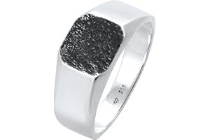 Kuzzoi Anillo de sello para hombre cuadrado mate oxidado en plata de ley 925 maciza, anillo clásico de plata de 11 mm de ancho, anillo para hombres en el tamaño 60 – 66, 0603521921