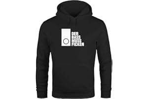 MoonWorks Hoodie Herren Techno Spruch - Der Bass muss Ficken - Party Festival Rave Kapuzenpullover Sweater Männer