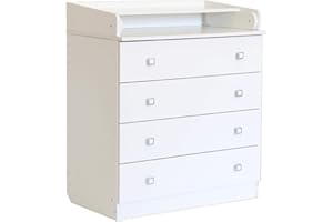 Avanti Trendstore Elly Wickelkommode aus laminiertem Holz mit 4 geräumigen Schubladen, Maße LAP 80,4 x 91,7 x 48 cm (weiß)