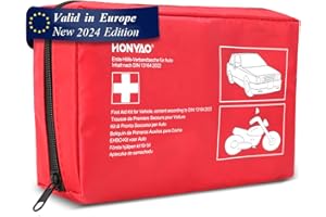 HONYAO First Aid Kit Car, First Aid Kit Complies with Latest DIN 13164 Standard