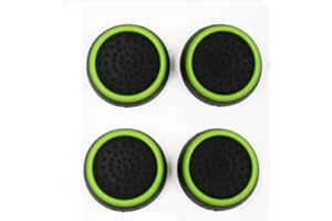 PARTS4U Pack of 4pc Green Silicone Thumb Grip Stick Cap Cover Controller KeyCaps Grips For PS3, PS4,Xbox360, Xbox One & Xbox Series X S (Black & Green)