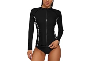 ATTRACO Chaleco de neopreno de manga larga con cremallera para mujer, camiseta UV degradada