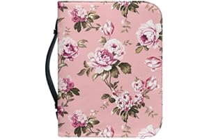 Garronmavis Retro Peony Paintings Men-Bible Cover Vintage Flower Stylish Carrying Bag Floral Arts Church Study Book Carrier - XL